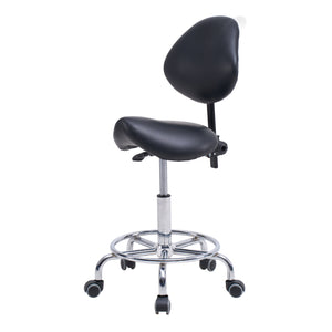 English Elm Saddle Ergonomic Swivel Stool with Backrest, Hydraulic Tilt, Footrest & Smooth Wheels for Clinic W2069P342823