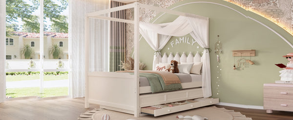 English Elm Full Bunk Bed with Trundle Bookshelf Storage Pine Frame Car Design for Kids W1580S00317