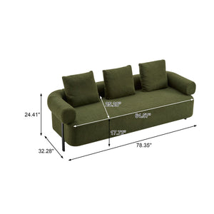 English Elm Christopher Knight Home® - 78" Modern 3-Seater Upholstered Sofa with Plush Pillows, Bouclé Fabric, Sturdy Frame, Cozy Style Green N767P308857G