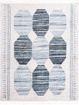 Unique Loom Aramis Maxi Machine Made Tribal Rug Blue, Black/Ivory/Gray 7' 10" x 10' 0"