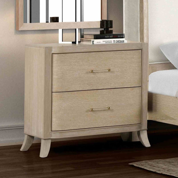 English Elm Transitional Oak Veneer Nightstand with Usb Charging Dovetail Drawers Acrylic Pulls B2741P435317