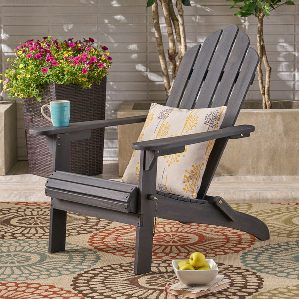 English Elm Christopher Knight Home® - HOLLYWOOD Acacia Wood Foldable Adirondack Chair for Patio & Poolside — Weather-Resistant, Classic Comfort DARK GREY 39.25 L x 24.5 W x 7.75 H 62399.00DGRY