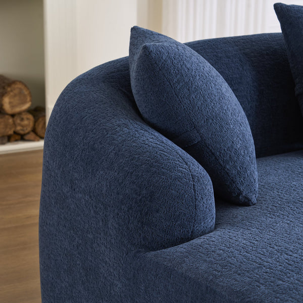 English Elm Compression Compression Sponge Sofa Curved Modular Sectional with 30D High-Density Chenille Sleeper for Cozy Apartment Living Room Comfort and Safe Rounded Design Navy Blue W2231S00030