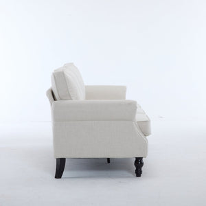English Elm 83 Inch Faux Leather Traditional Sofa with Brass Nailhead Trim and Deep Rolled Arms W2911S00012