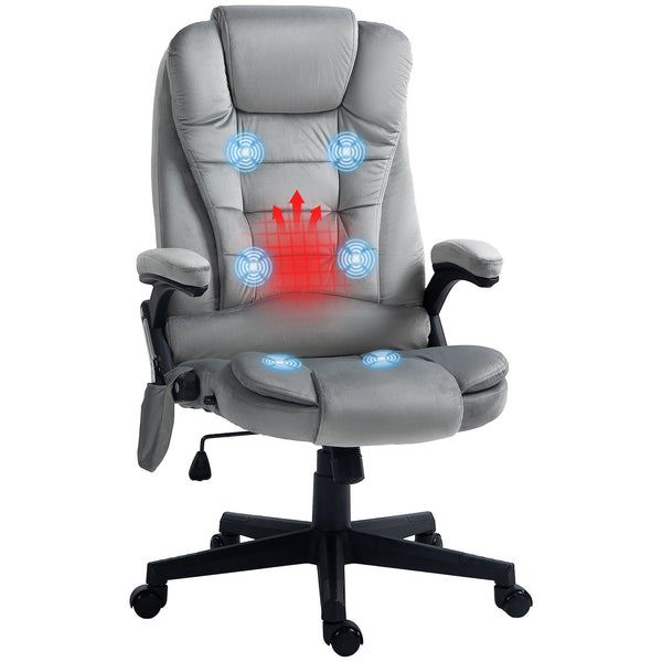 English Elm HOMCOM Executive Massage Office Chair with 6-Point Vibration, Lumbar Heat, Tilt & Ergonomic Support Gray W2225P173846