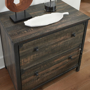 English Elm Lateral File Cabinet With Rustic Brown Finish - Spacious, Secure Storage For Home Or Office Use B356P367830