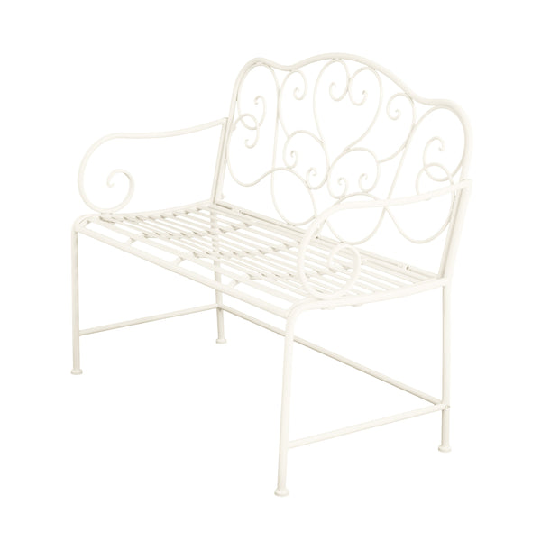 English Elm Christopher Knight Home® - Sunnydaze Iron Garden Bench with 41" Spacious Seating for Two, Timeless Elegant Outdoor Seating Design Matte White N775P206861W