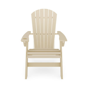 English Elm Adirondack Hdpe Poly Lumber Chair with Cup Holder for Patio Garden Poolside Beige B195P198768
