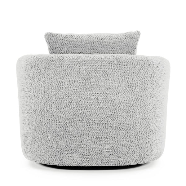 English Elm 360° Swivel Boucle Barrel Chair with Pocket Springs for Modern Living Rooms N719P288552R