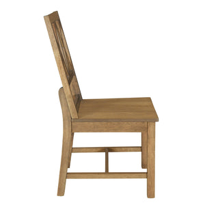 English Elm TOPMAX Rustic 5-Piece Extendable Round Dining Set with Trestle Base and Cross Back Chairs, Versatile Elegance Brown SP000042AAD