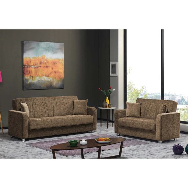 English Elm PrimeNest Gravita Collection Upholstered Convertible Loveseat with Storage, Chenille Sleeper Comfort and Style Beige B030P281806