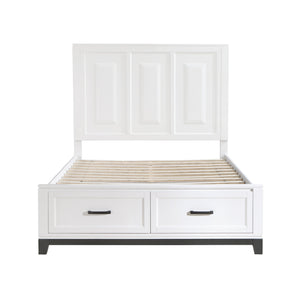 English Elm White Garretson Queen Platform Bed with Built-In Storage Drawers Rustic-Transitional Wood Frame White 71.25 L x 38.5 W x 4.5 H B011S01491