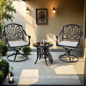 English Elm 21" Rustproof Ice Bucket Side Table with Hand-Brushed Cast Aluminum Frame, 304 Stainless Insert, Outdoor Ready W1886S00001