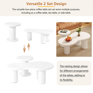 English Elm ON-TREND Nesting Coffee Table Set of 2 – Cream Cloud & Round Side Tables, Easy Assemble, Safe Rounded Edges N721S000035K