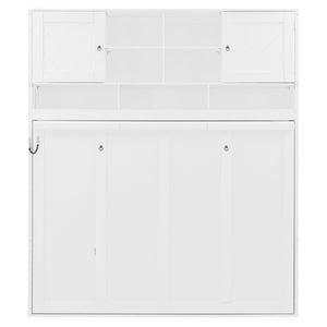 English Elm Queen Size Murphy Bed With Stylish Chevron Stripes, Ample Storage, And Space-Saving Design N820S00061K-GIGA