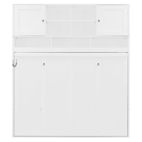 English Elm Queen Size Murphy Bed With Stylish Chevron Stripes, Ample Storage, And Space-Saving Design N820S00061K-GIGA