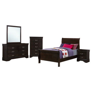 English Elm Bruno Cappuccino 5-Piece Twin Bedroom Set - Sleek Sleigh Bed & Ample Storage For Modern Spaces B062S00904
