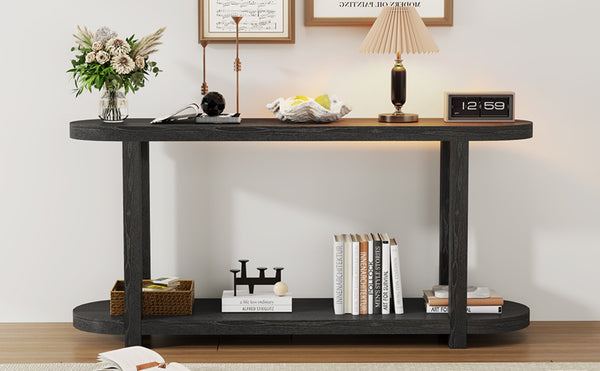 English Elm U_Style Modern Minimalist Ash Veneer Console Table – Chic Design For Small Spaces & Entryways N711P241273B-GIGA