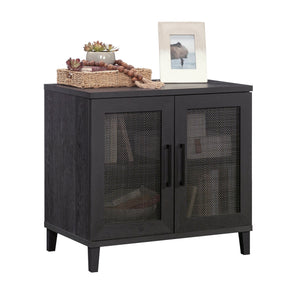 English Elm Library Base - Modern Black Storage Solution With Adjustable Shelves For Small Spaces & Versatile Use B356P402766