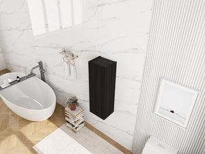 English Elm 12 Inch Narrow Wall Mounted Cabinet Soft Close Door Dark Oak Finish Bathroom Storage W1972P457985