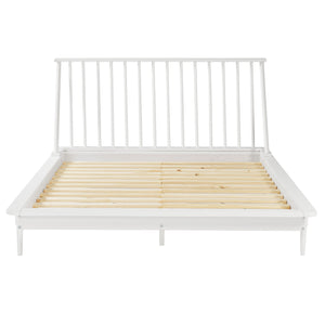 English Elm Walker Edison - Mid-Century Modern Solid Wood Queen Platform Bed Frame With Spindle Headboard - White