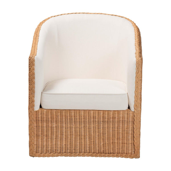 English Elm Bohemian Greywashed Rattan Accent Chair Sculptural Woven Base Boho Living Room Seat B2750P467798