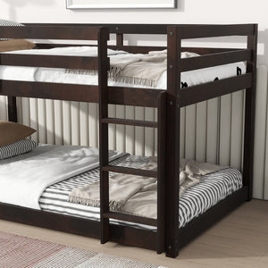 English Elm Solid Wooden Twin Over Twin Bunk Bed With Ladder - Durable Rubberwood, Espresso Finish, Space-Saving Design W504P191655-GIGA