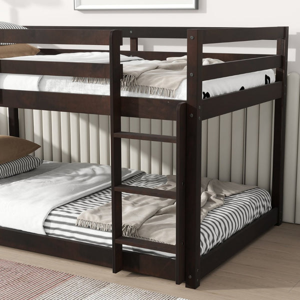 English Elm Solid Wooden Twin Over Twin Bunk Bed With Ladder - Durable Rubberwood, Espresso Finish, Space-Saving Design W504P191655-GIGA