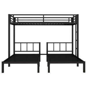 English Elm Twin Metal Triple Bunk Bed For 3, Space-Saving Design With Twin Xl Option, Stylish Black Finish W1580S00070-GIGA
