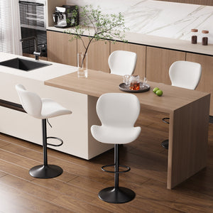 English Elm Swivel Bar Stools Set Of 2 - Modern Pu Leather Adjustable Height Stools For Kitchen & Bar Use T3950P396424-GIGA