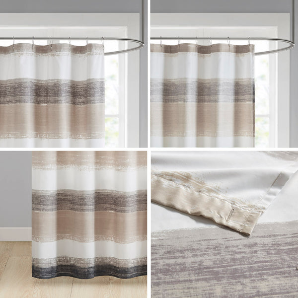 JLA Home Madison Park Essentials - Stripe Watercolor Stripe Shower Curtain - Ultra-Soft Microfiber, Antimicrobial, OEKO-TEX Certified, 72x72 inches MPE70-1030