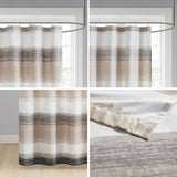 Madison Park Essentials Saben Casual Stripe Print Shower Curtain MPE70-1030 Taupe/Black