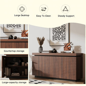 English Elm Sideboard Modern 4-Door Buffet Cabinet with Spacious Top and Enclosed Storage, Durable 66" Long Finish Antique brown W2263P353791