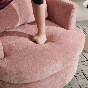 English Elm swivel Chenille Upholstered Office Chair with Metal Turntable, Breathable Durable Wood Frame for Comfort and Style Pink W2120P322756