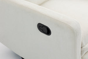 English Elm Short plush velvet armchair sofa with manual button recline, 360° swivel, cozy lounge chair for living room White W547P322815