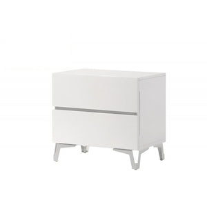 English Elm Modern High Gloss Lacquer Nightstand with Acrylic Legs Two Drawer Bedside Storage B011P496276