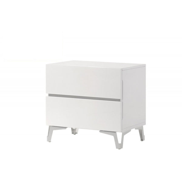 English Elm Modern High Gloss Lacquer Nightstand with Acrylic Legs Two Drawer Bedside Storage B011P496276