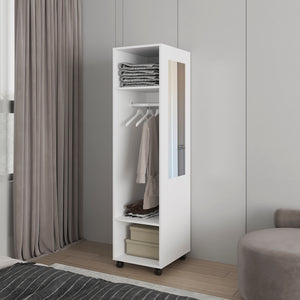 English Elm Wardrobe Devon White Engineered Wood with Mirror, Rod & Shelves — Compact Bedroom Storage, Durable Finish B092P225205