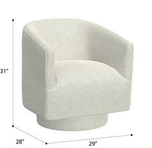 English Elm Wallace & Bay - White Swivel Accent Chair – Lunar White Fabric Contemporary Swivel Seat, Easy-Care Stylish Comfort B361P384446