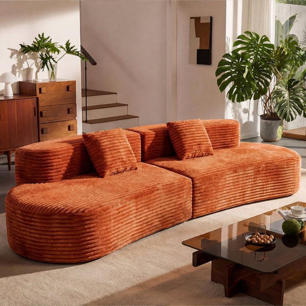 English Elm 108.6-inch Curved Velvet Sectional Frameless Cloud Sofa for Modern Living Spaces W3108P412353