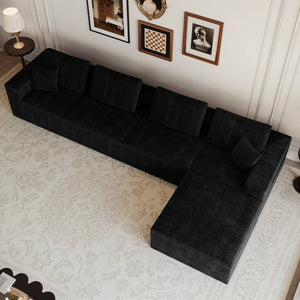 English Elm 118.1*68.9"modular Six Piece Corduroy Sectional Sofa No Assembly Plush Living Room W3819S00138