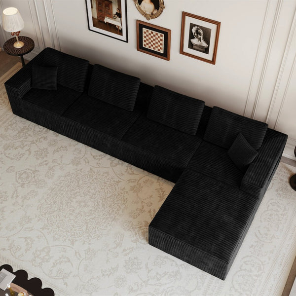English Elm 118.1*68.9"modular Six Piece Corduroy Sectional Sofa No Assembly Plush Living Room W3819S00138