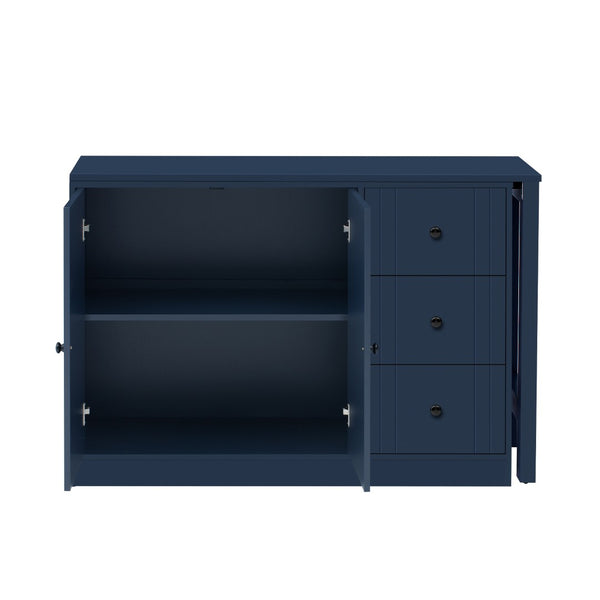 English Elm U_style Extendable Wooden Sideboard with 3 Drawers and 2 Doors for Entryway Living Room N711P334768V