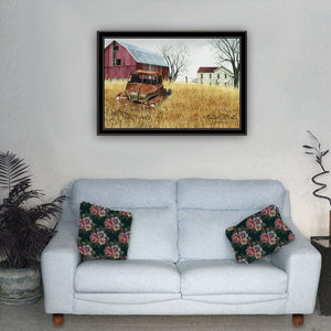 English Elm "granddad's Old Truck" Billy Jacobs Folk Art Framed Canvas Print for Farmhouse Walls B06785275