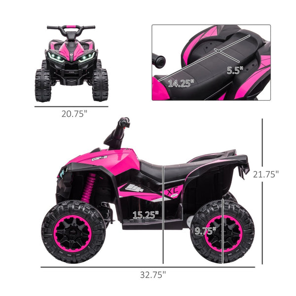 English Elm Aosom 12v Electric Ride on Atv Quad for Toddlers with Steel Frame and Rugged Wheels W2225P217186