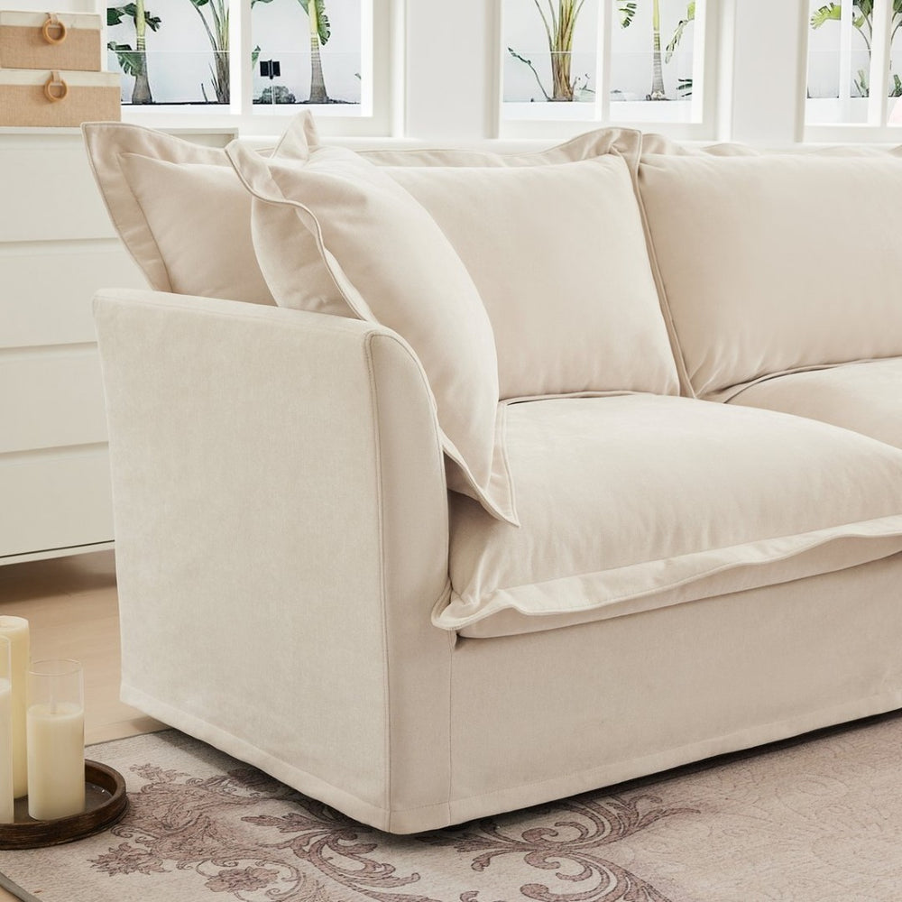 English Elm Koala Chenille Sectional Sofa with Chaise High Back Cushions and Washable Cover W3041P240115