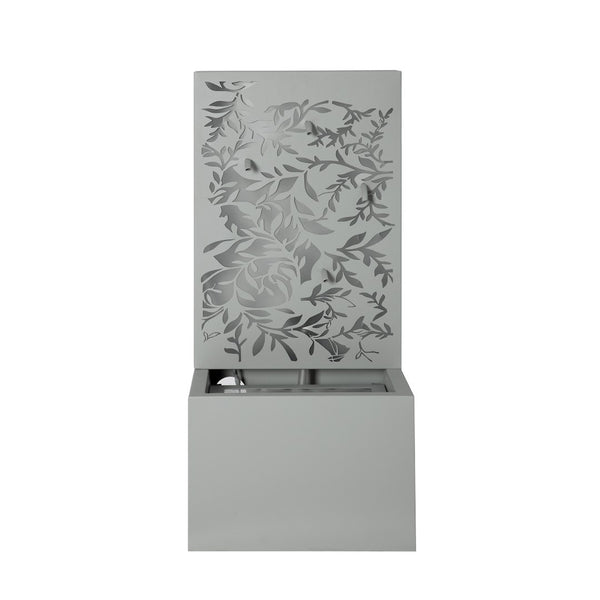 English Elm 30.71"h Gray Metal Leaf Panel Outdoor Wall Fountain with Led Backlit Cascade Spouts N765P355061G