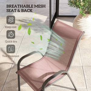 English Elm Outsunny Stackable Patio Dining Chair Set 4 Mesh Seat Steel Frame Backyard W2225P485581