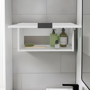 English Elm Elsah Compact Pull-Up Door Wall Cabinet in White — Space-Saving Engineered Wood Storage for Kitchen Bath Garage B070P368058