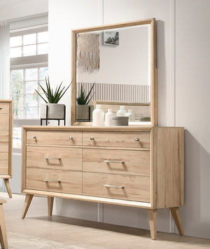 English Elm Classic Marrin 6-Drawer Dresser in Natural Oak Melamine with Brushed Nickel Hardware, 60" Wide Mid-Century Modern Style storage solution B011P250504